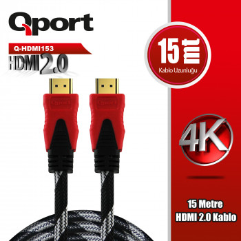 QPORT Q-HDMI153 HDMI 2.0 V ALTIN UÇLU KABLO 15 MT